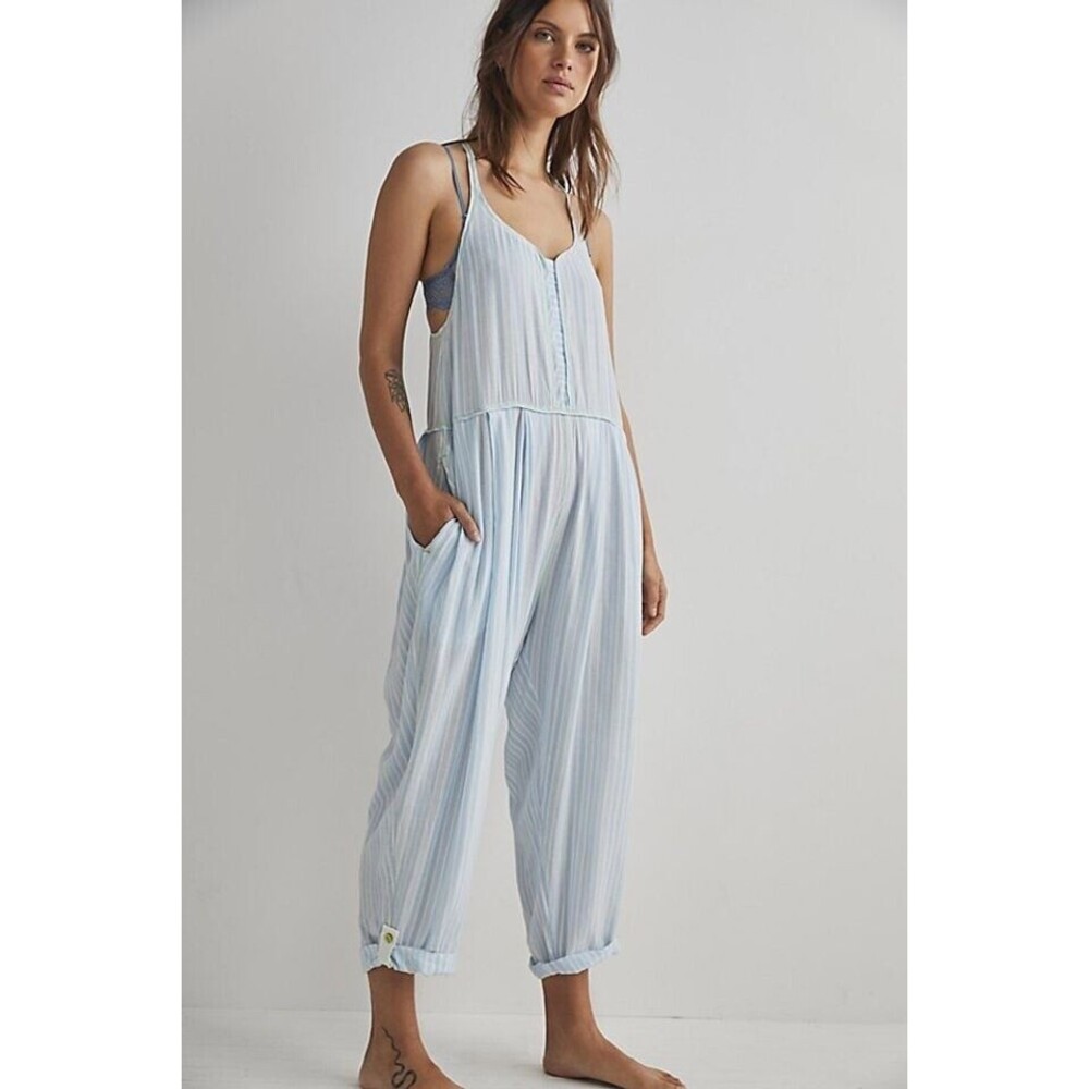 Intimately Free People Jumpsuit Blue White Stripe XS